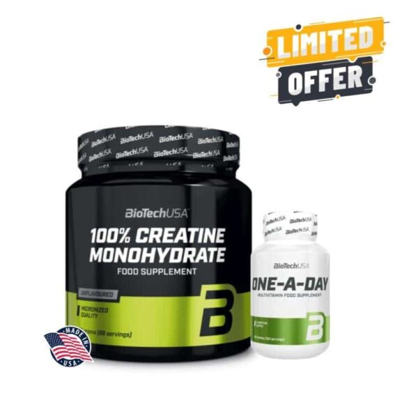 PACK CREATINE MONOHYDRATE ET MULTIVITAMINES ONE A DAY – BIOTECH