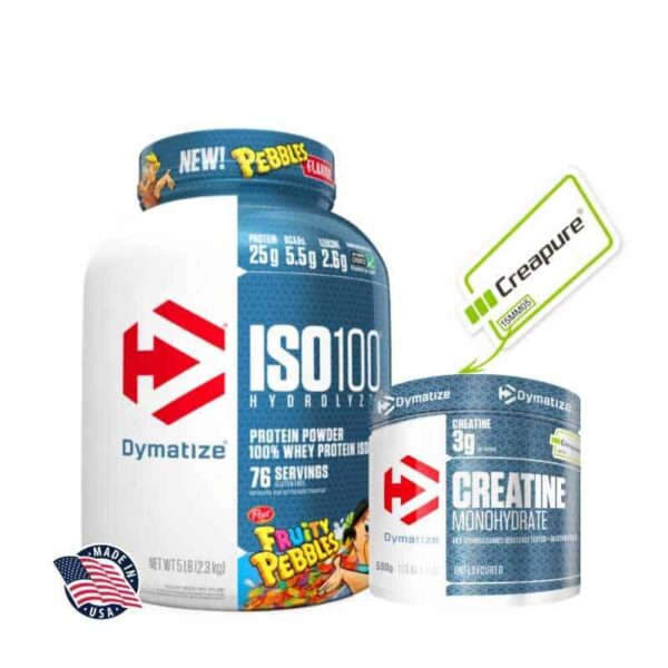 PACK ISO 100 WHEY ET CREAPURE 500G – DYMATIZE